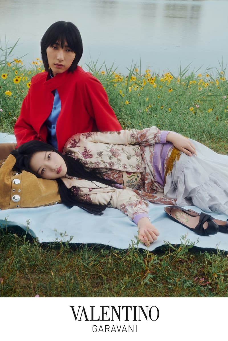 valentino, valentine's day, couples, china, suede bags, flowers, grass