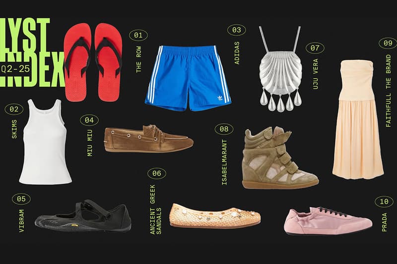 lyst index, miu miu suede boat shoes, prada sneakers, skims white tank top, the row flip flop sandals, thong