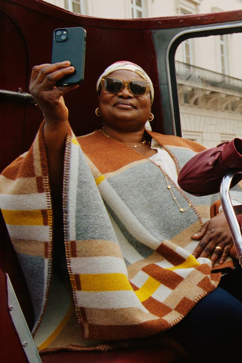 burberry, bus auntie, tiktok video, older woman, model, iphone, selfie