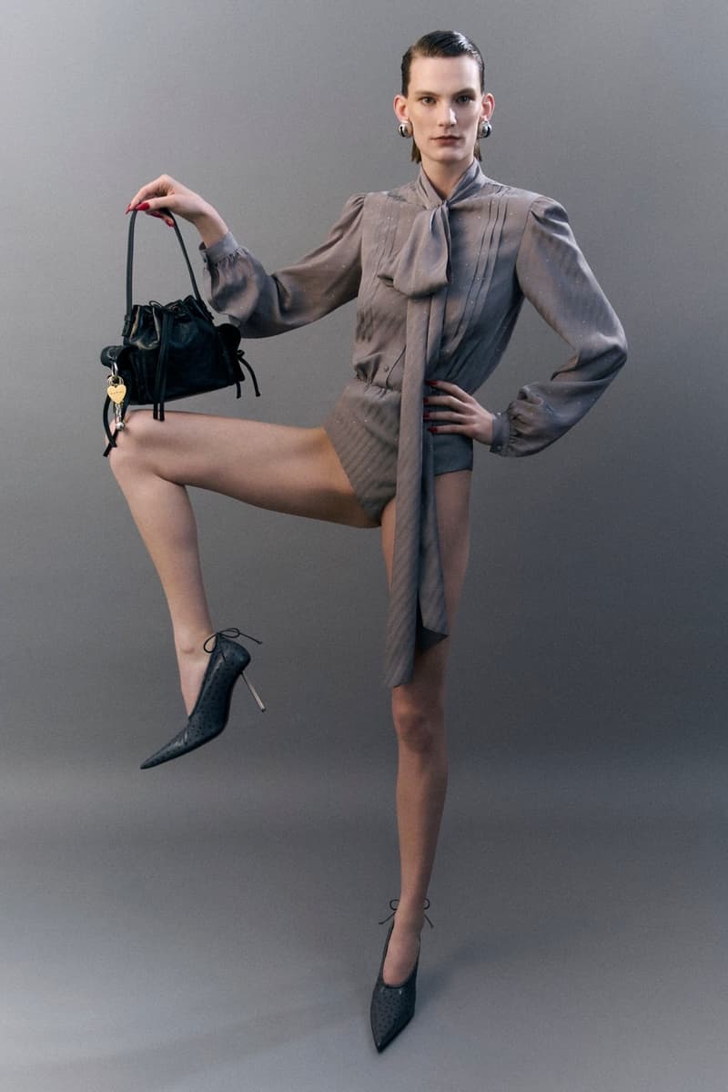 acne studios, camero bag, red leather, woman, model, tights, body