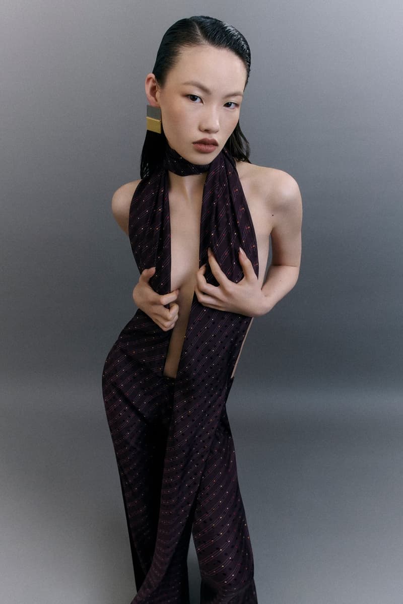 acne studios, camero bag, red leather, woman, model, tights, body