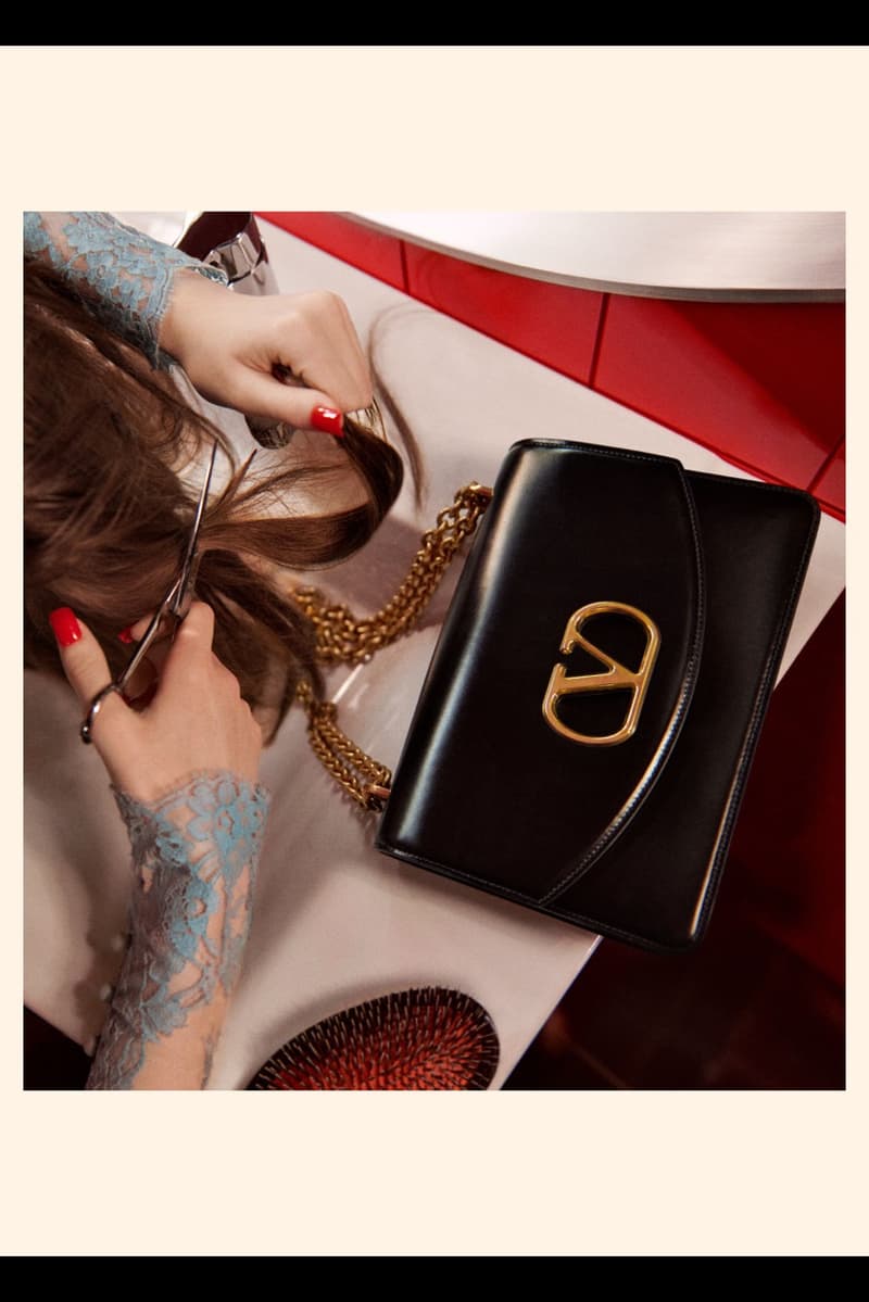 clairo, valentino, fall winter, lace, red bathroom, woman, hats, sheer bodysuit