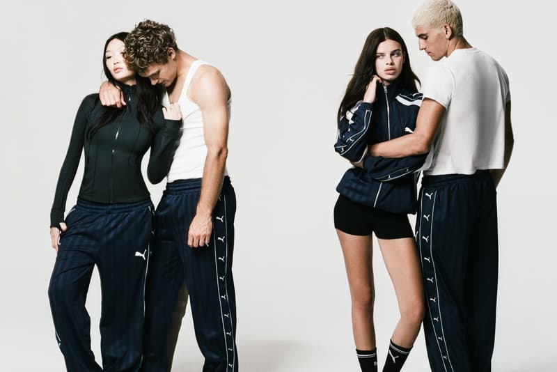 puma, guizio, track jackets, track pants, topless man, women, h street mesh sneaker, navy blue, brown