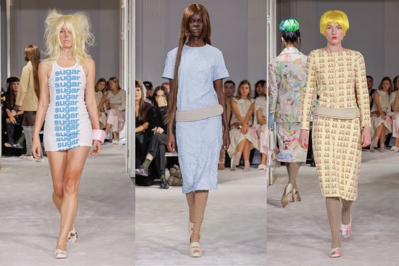 ashley williams, slogan, bodycon dress, old woman, london fashion week, runway