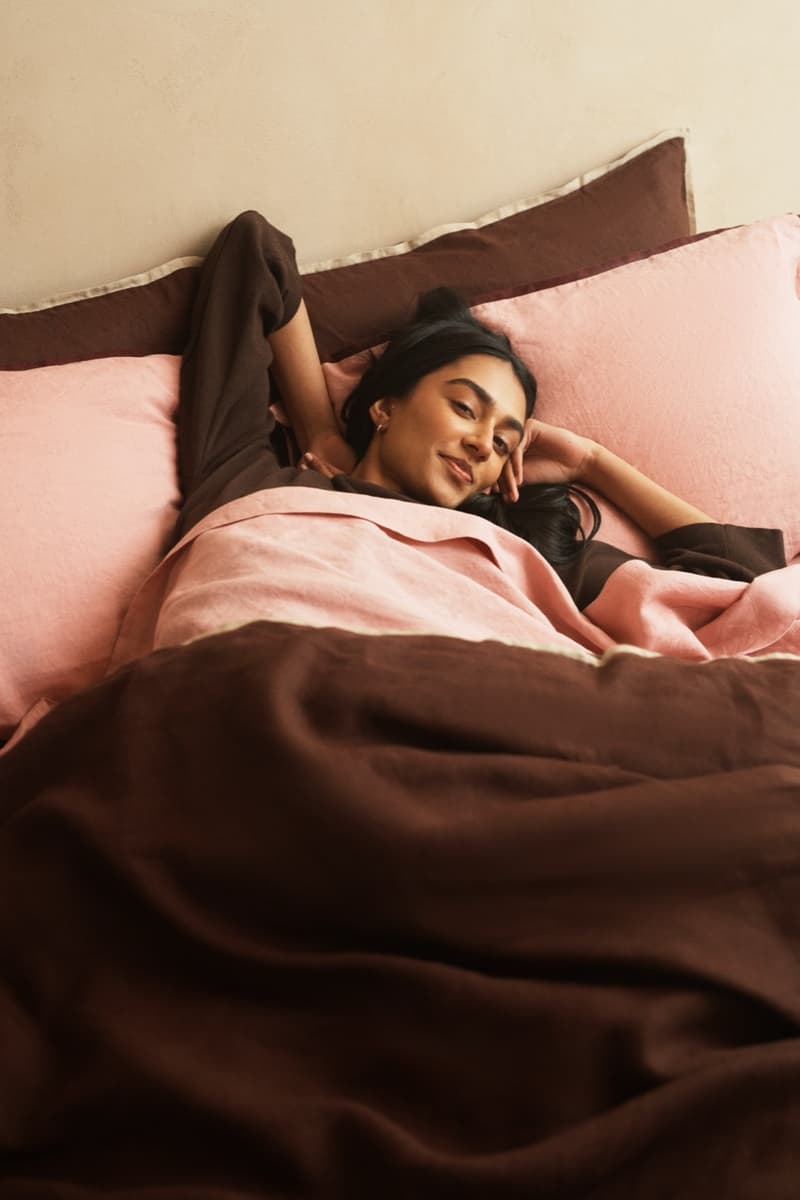 hommey, australia, bedding, homeware, linen duvet, pink, brown, bedsheets