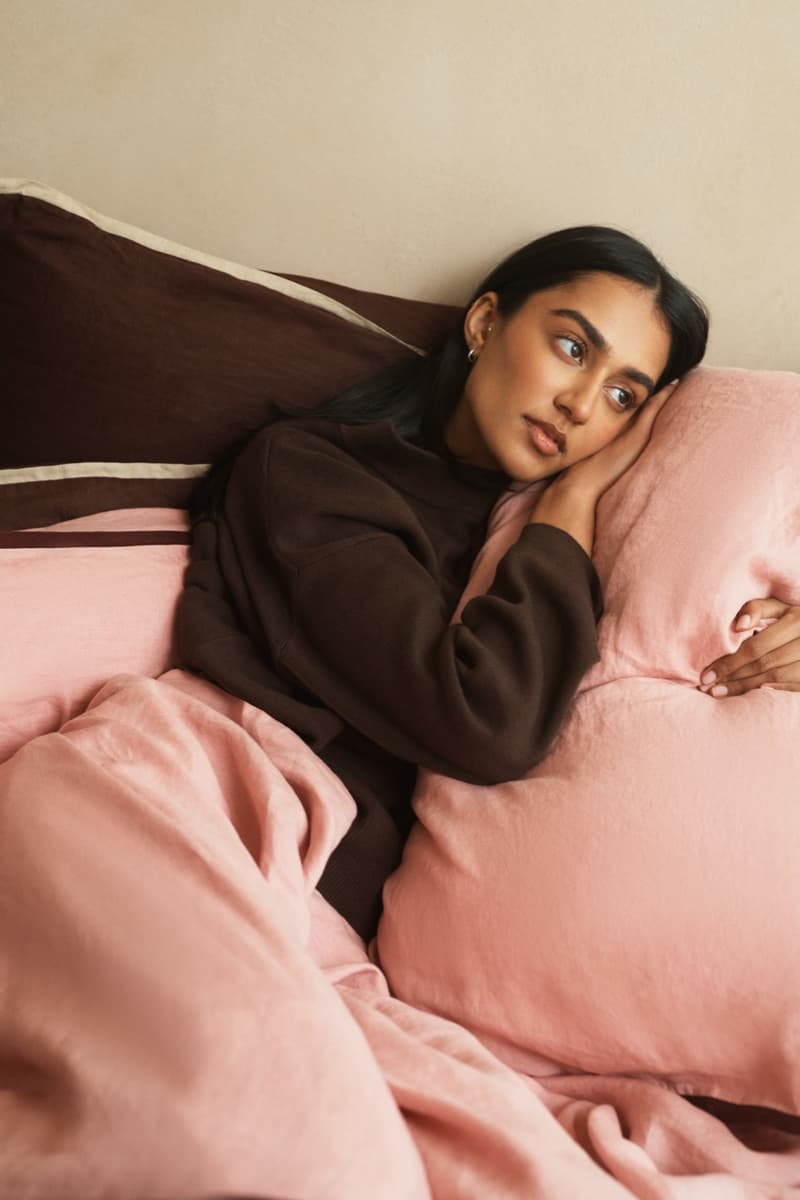 hommey, australia, bedding, homeware, linen duvet, pink, brown, bedsheets