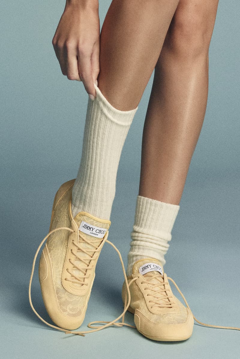 jimmy choo, spring collection, milan fashion week, pink lace ballet sneakers, scarlett pumps