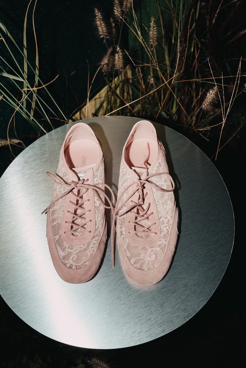 jimmy choo, spring collection, milan fashion week, pink lace ballet sneakers, scarlett pumps
