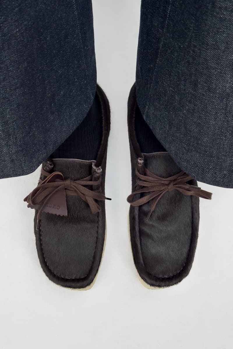 sandro, clarks, pony hair wallabee, furry desert boot, cow print boots