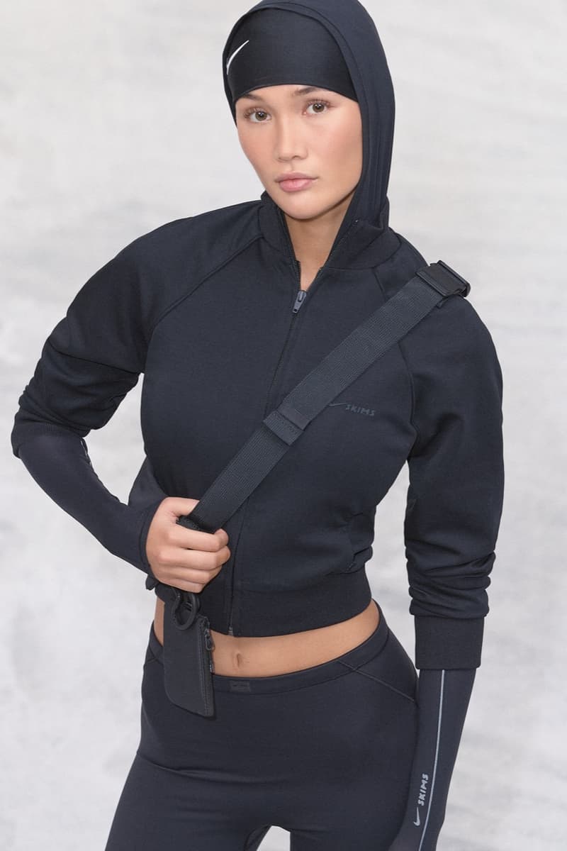 nike, skims, sportswear, models, leggings, sports bras, zip up, track tops, head bands