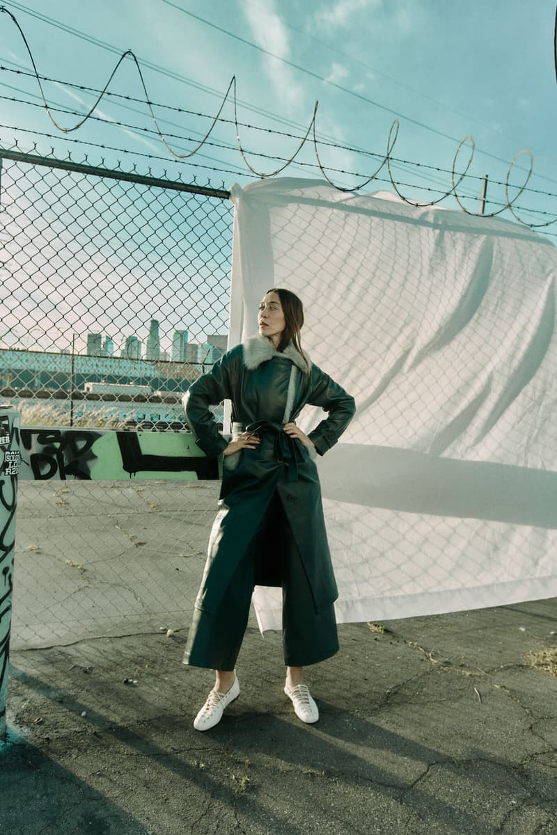 alana hadid, onar studios, coats, leather skirts, jeans, trousers, model