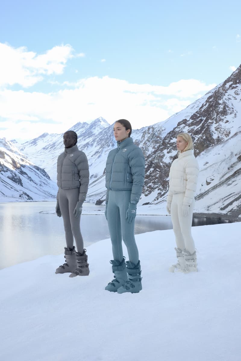 skims, the north face, puffer jackets, leggings, ski glasses, mountains