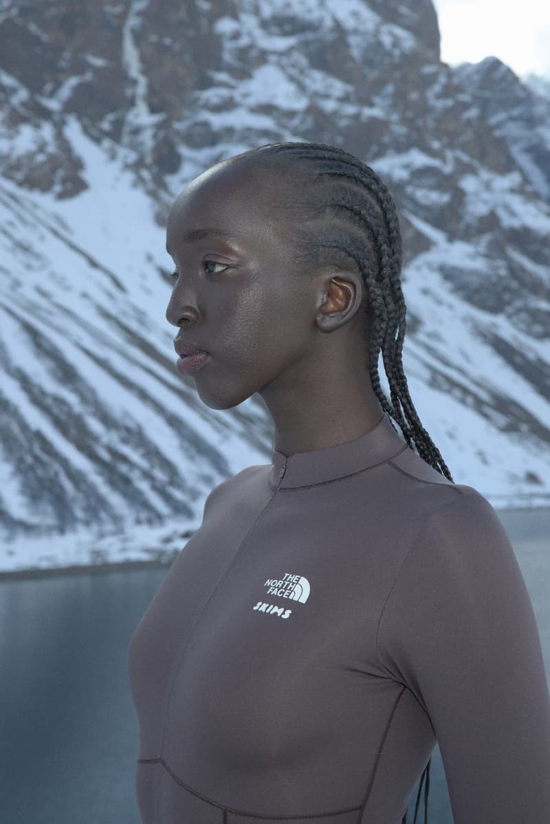 skims, the north face, puffer jackets, leggings, ski glasses, mountains