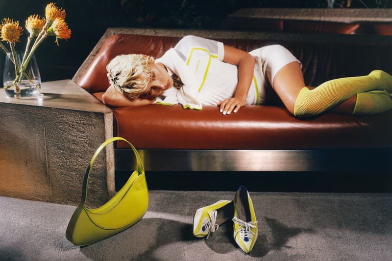 iris law, casablanca, green tights, girl, laying on sofa, white dress, hotel