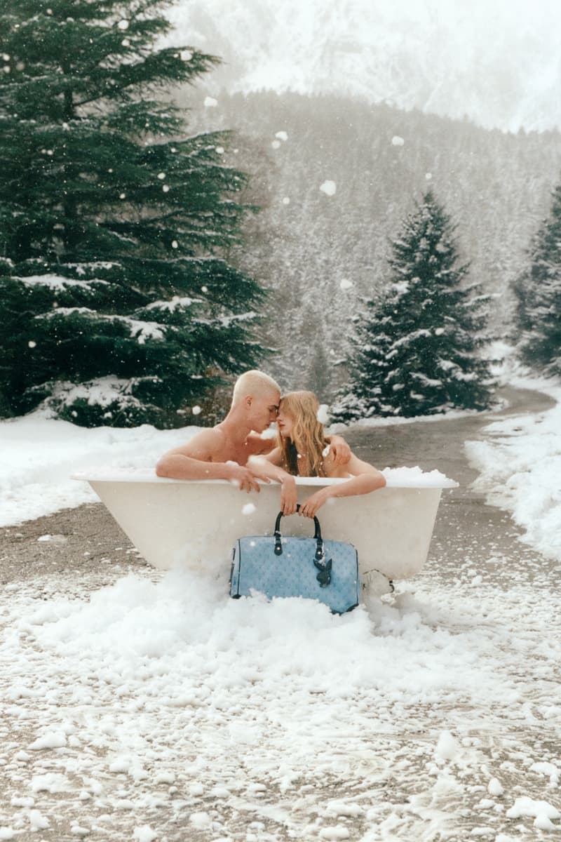 nude project, playboy, knitwear, logo jumpers, couple, snow, dresses, shorts