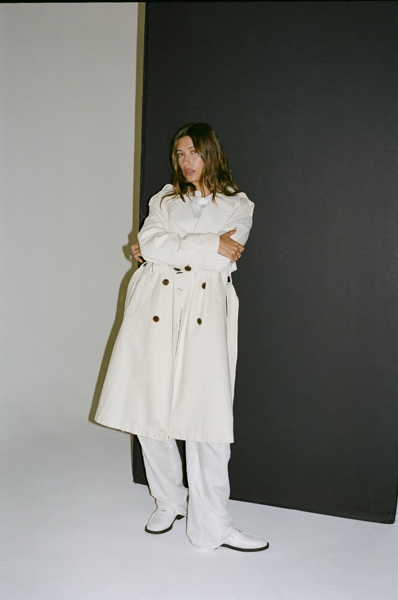 hailey bieber, dkny, spring campaign, new york yankees cap, blazer, bralette