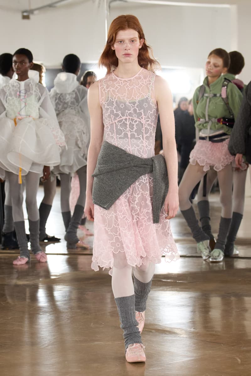 cecilie bahnsen, the north face, puffer jackets, tutu, sheer fabric, pastel pink, sage green