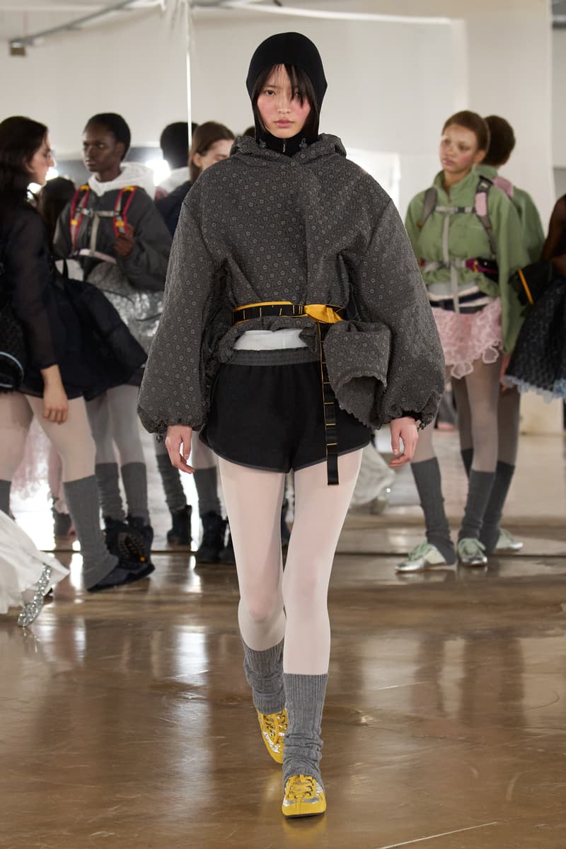 cecilie bahnsen, the north face, puffer jackets, tutu, sheer fabric, pastel pink, sage green