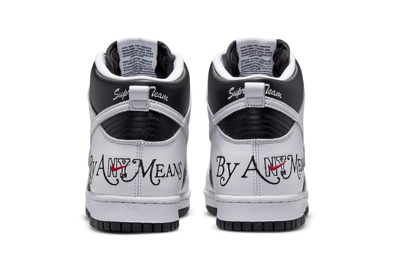 Berikut Tampilan Resmi Supreme x Nike SB Dunk High “By Any Means” Versi “Black/White"