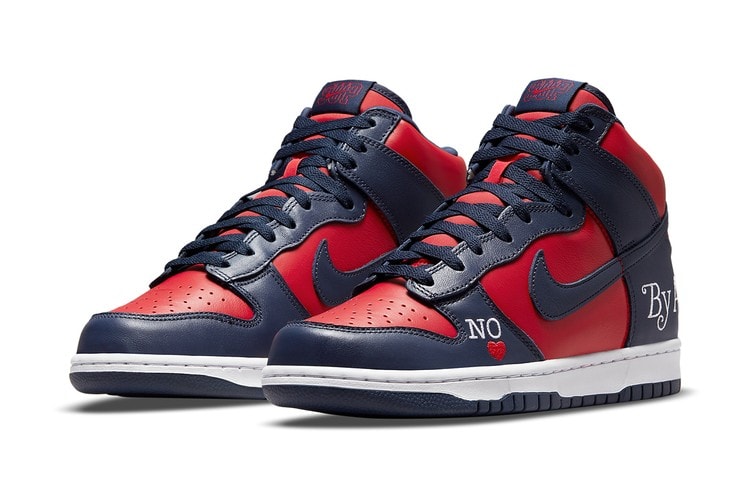 Simak Tampilan Resmi dari Supreme x Nike SB Dunk High “By Any Means” dengan Colorway "Navy/Red"