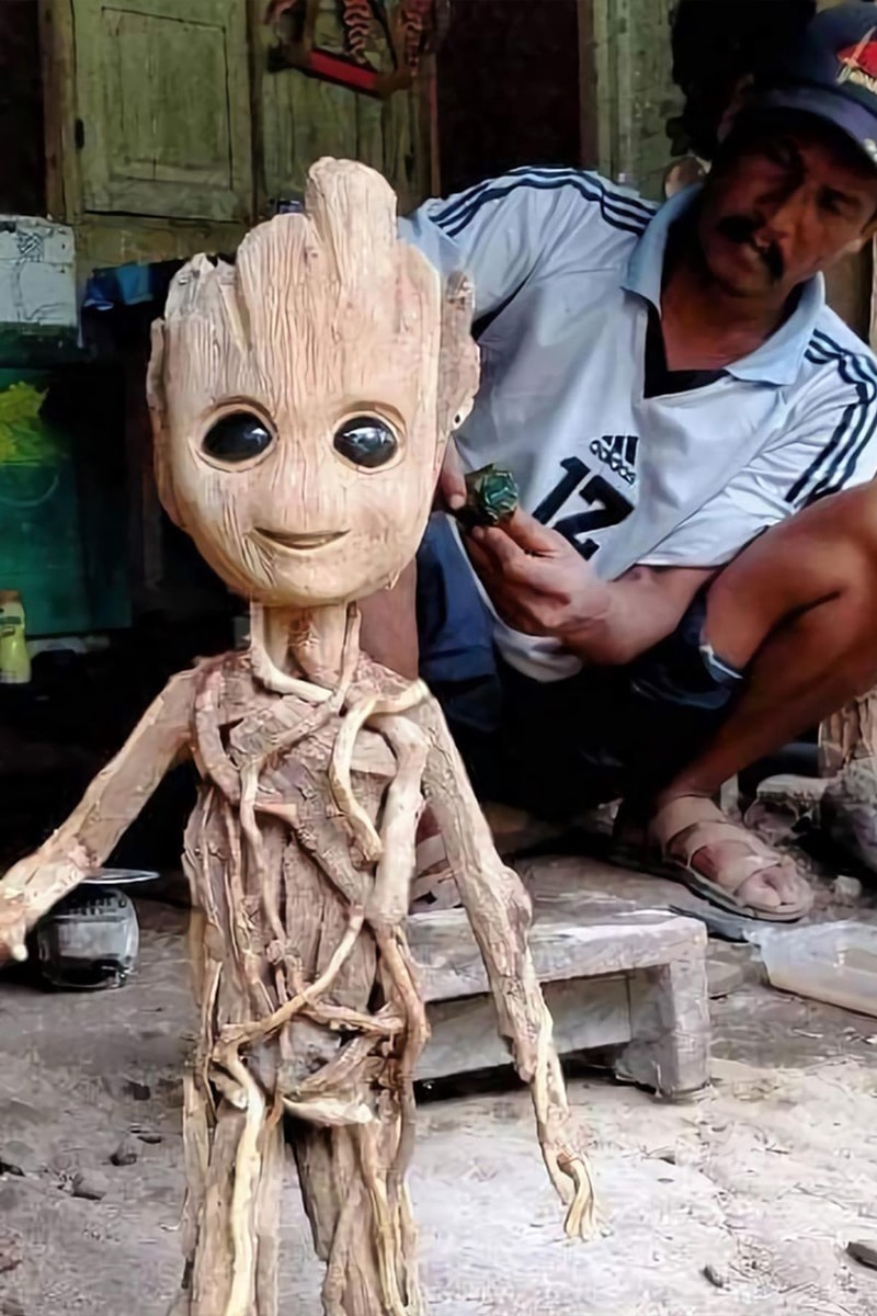 Pengrajin Kayu Asal Purbalingga Bikin Replika Baby Groot