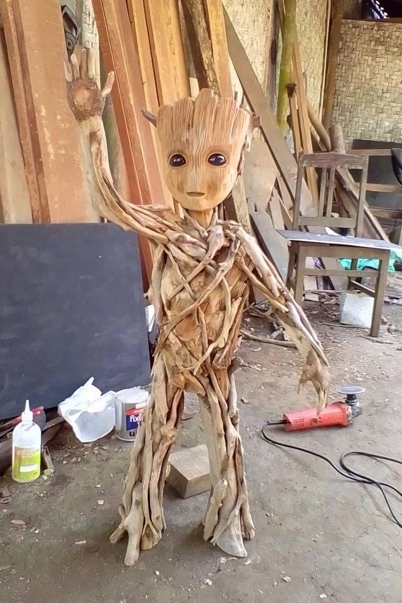 Pengrajin Kayu Asal Purbalingga Bikin Replika Baby Groot
