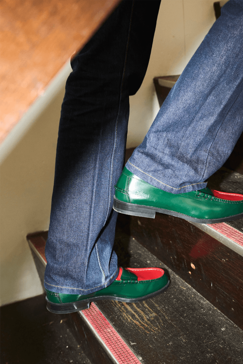 The Kenford Fineshoes Bikin Loafer Two-Tone “GREEN x RED”