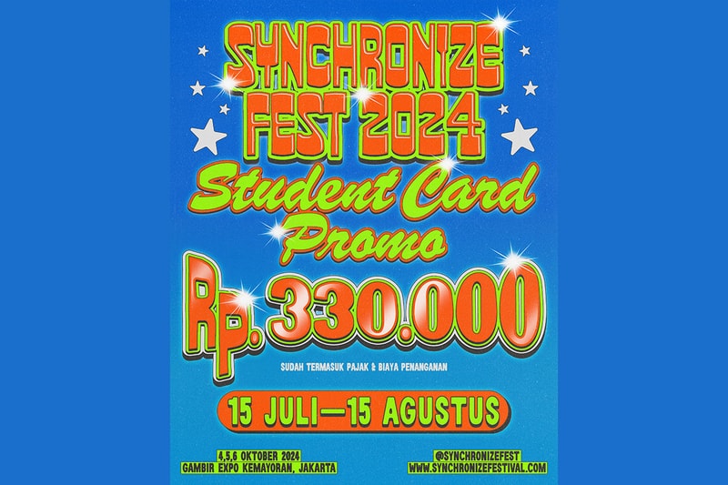 Promo Synchronize Fest, Khusus Buat Para Mahasiswa dan Pelajar Indonesia
