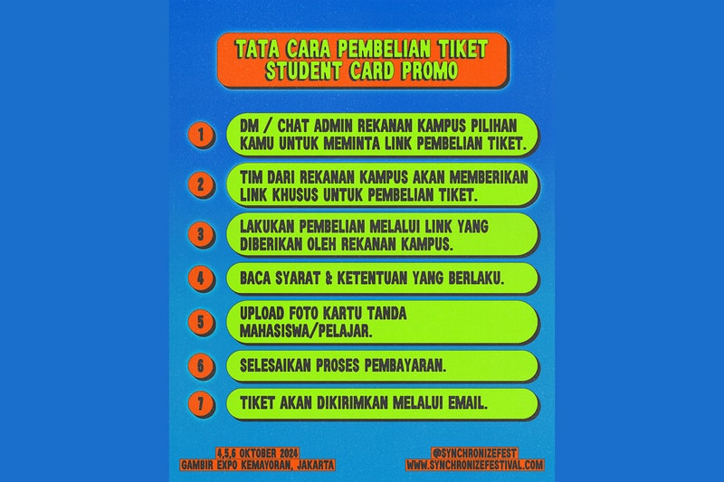 Promo Synchronize Fest, Khusus Buat Para Mahasiswa dan Pelajar Indonesia