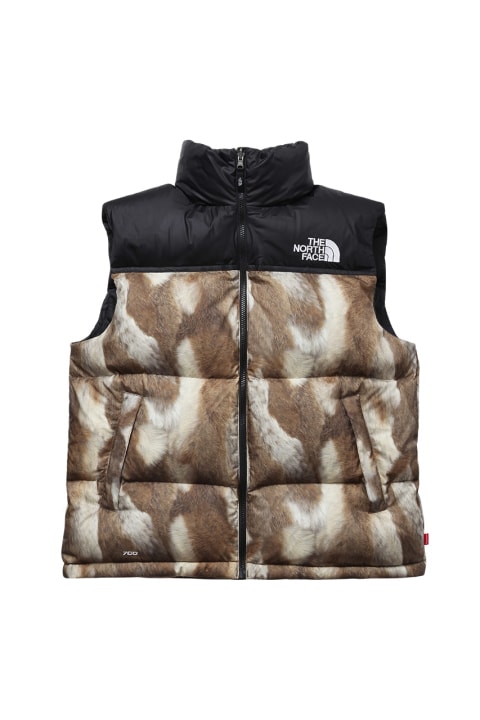 Supreme x THE NORTH FACE ラグジュアリーなファーを転写プリントしたコラボダウン