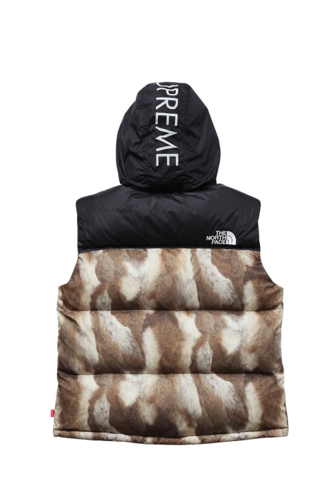 Supreme x THE NORTH FACE ラグジュアリーなファーを転写プリントしたコラボダウン