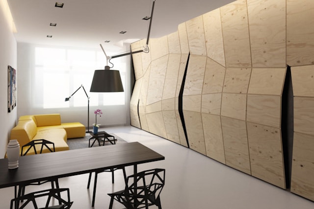 ロシア人デザイナー Vlad Mishin によるデフォルメされたインテリア空間 「Transforming Apartments」