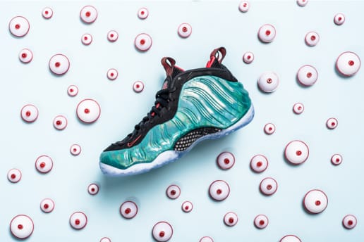 Nike Air Foamposite One “Gone Fishing”にクローズアップ
