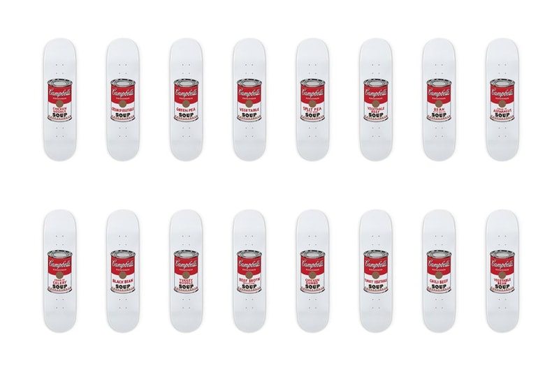 Andy Warhol のアートワークを使用したスケートデッキを展示・販売