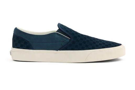 チェッカーボードをエンボスした Vans x J.Crew Suede Slip-On