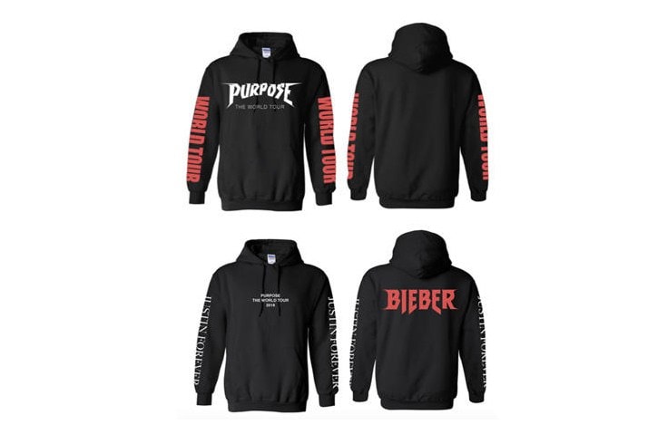 Justin Bieber のライブツアー “Purpose Tour” のオフィシャルグッズが公開