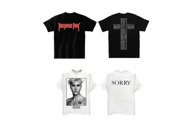 Justin Bieber のライブツアー “Purpose Tour” のオフィシャルグッズが公開