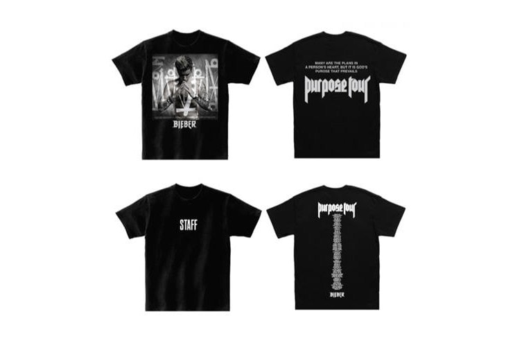 Justin Bieber のライブツアー “Purpose Tour” のオフィシャルグッズが公開
