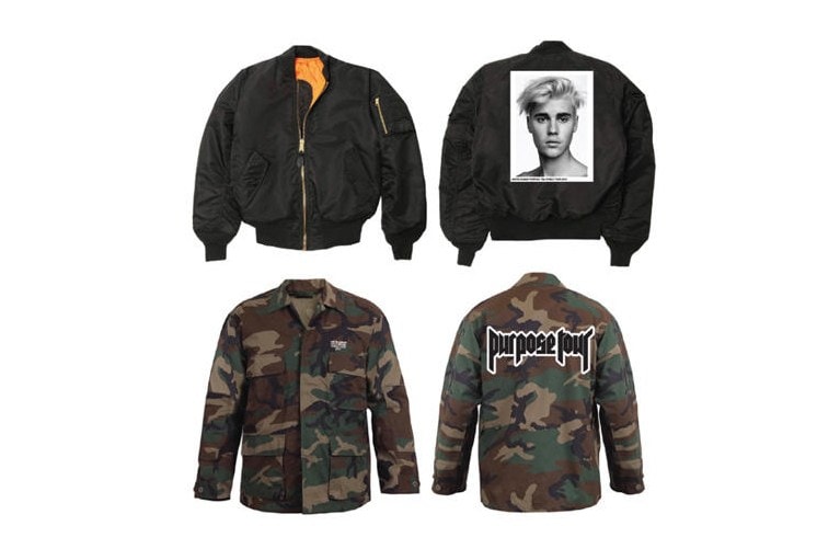 Justin Bieber のライブツアー “Purpose Tour” のオフィシャルグッズが公開