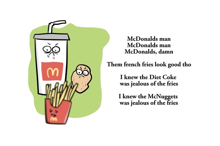 Kanye West による McDonald's のポエムがキュートなイラストに