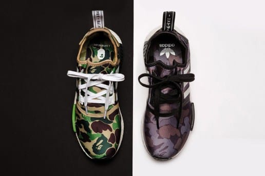 A BATHING APE® x adidas Originals コラボ NMD_R1 にクローズアップ