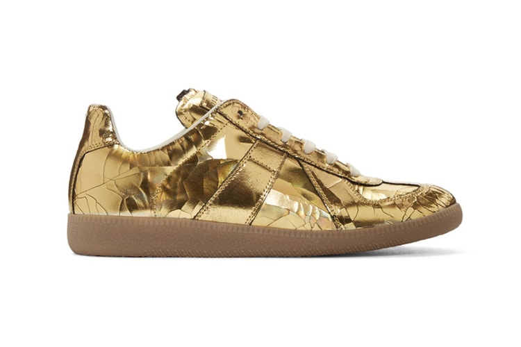 Maison Margiela Gold Metallic Cracked Replica Sneakers