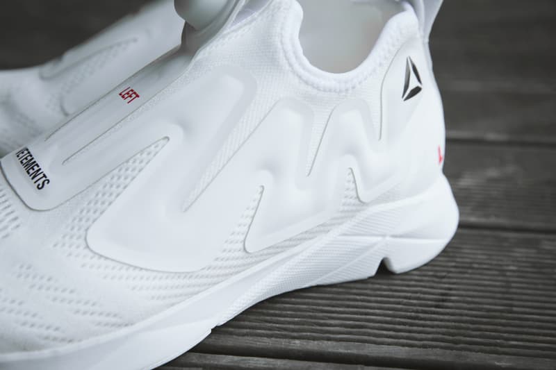 Vetements x Reebok Pump のコラボレーションモデルにクローズアップ