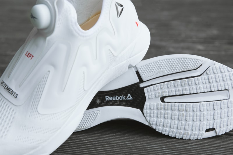 Vetements x Reebok Pump のコラボレーションモデルにクローズアップ