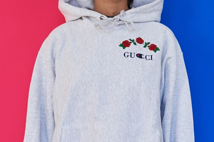 Gucci と Champion を勝手にミックスしたブートレグフーディーにフォーカス