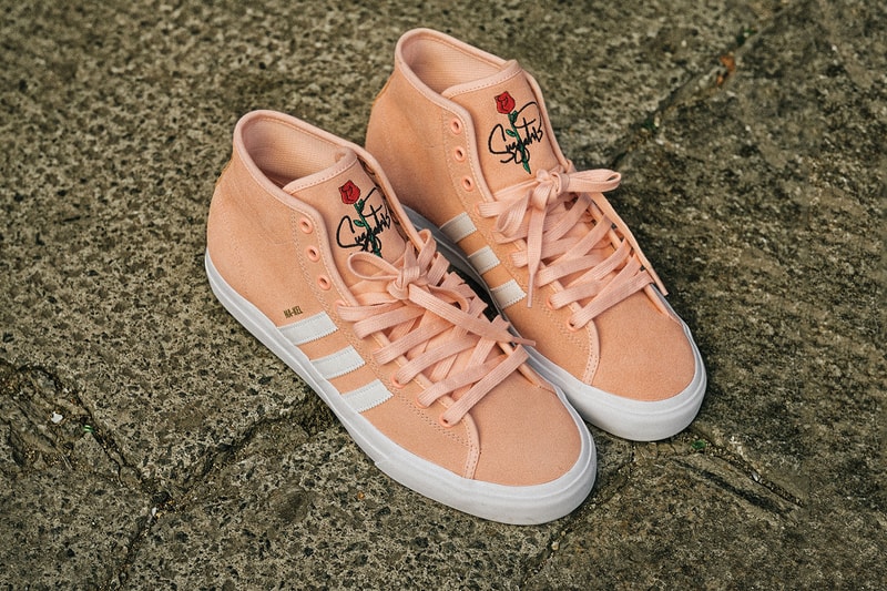 Adidas Skateboarding Na-Kel Smith Adidas Matchcourt High Rx pink suede white