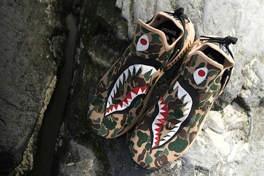 BAPE® の 1ST CAMO SHARK 柄にカスタマイズされた adidas NMD XR1