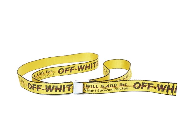 Off-White™ のインダストリアルベルトが新色を携えてオンラインストアに再入荷 全4種類を追加。中には端から端までクリスタルを埋め込んだリュクスなものも Industrial Belt イエロー ブラック グリーン ブルー