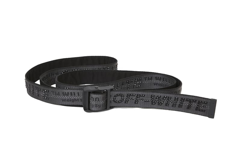 Off-White™ のインダストリアルベルトが新色を携えてオンラインストアに再入荷 全4種類を追加。中には端から端までクリスタルを埋め込んだリュクスなものも Industrial Belt イエロー ブラック グリーン ブルー