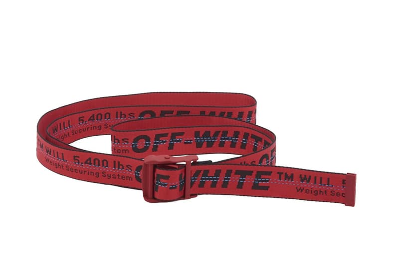 Off-White™ のインダストリアルベルトが新色を携えてオンラインストアに再入荷 全4種類を追加。中には端から端までクリスタルを埋め込んだリュクスなものも Industrial Belt イエロー ブラック グリーン ブルー